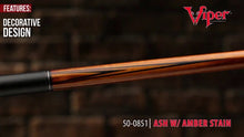 Load and play video in Gallery viewer, Viper Elementals Ashwood Amber Stain Billiard/Pool Cue Stick

