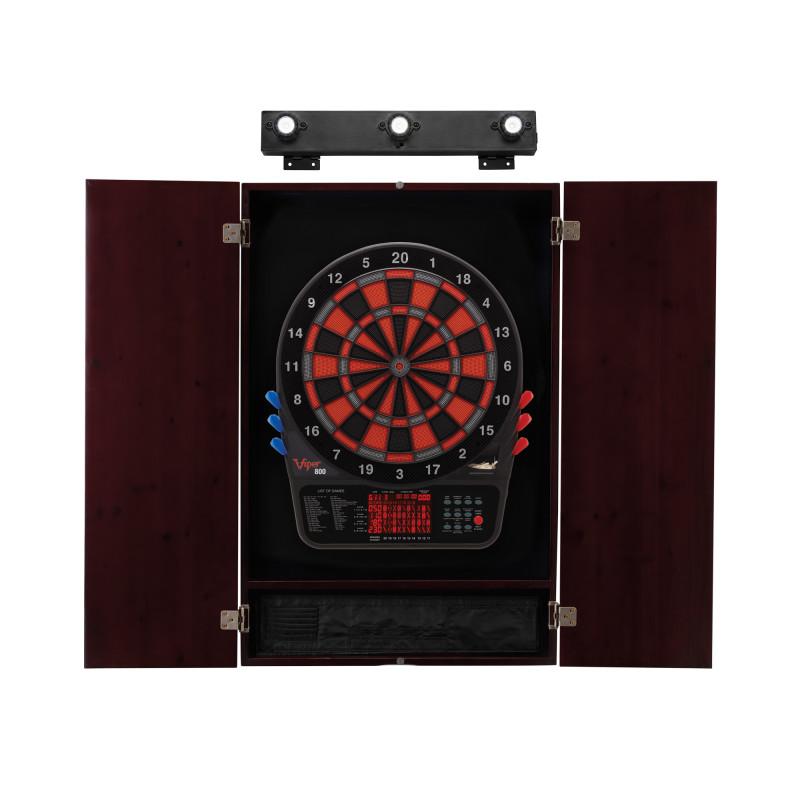 Viper 800 Electronic Dartboard, Metropolitan Mahogany Cabinet & Shadow Buster Dartboard Light Bundle Darts Viper 