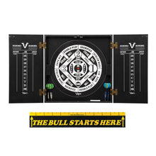 Load image into Gallery viewer, Viper Hideaway Cabinet with Coiled Paper Dartboard &amp; &quot;The Bull Starts Here&quot; Throw Line Marker Darts Viper 
