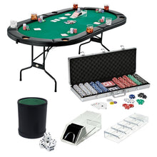 Load image into Gallery viewer, Fat Cat Texas Hold&#39;em Table, 4-Deck Card Shoe, 500 Poker Chip Set, 2 Acrylic Chip Trays &amp; Dice Cup Set Casino Bundles Fat Cat 
