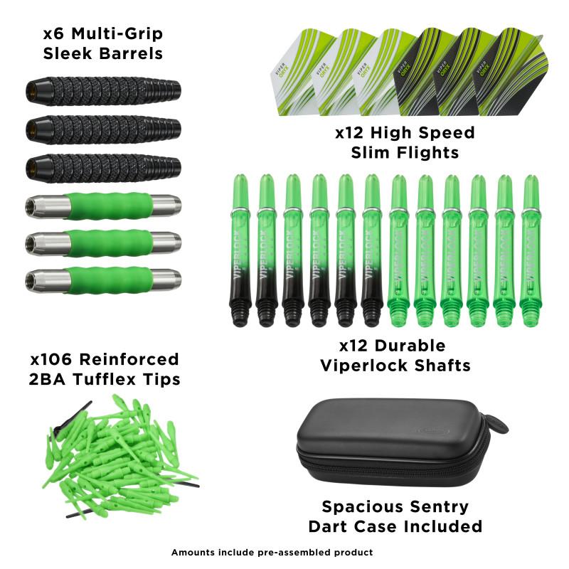 Casemaster Sentry Dart Case and Two Sets of Viper Soft Tip Darts 18 Grams Black/Green Soft-Tip Darts Viper 