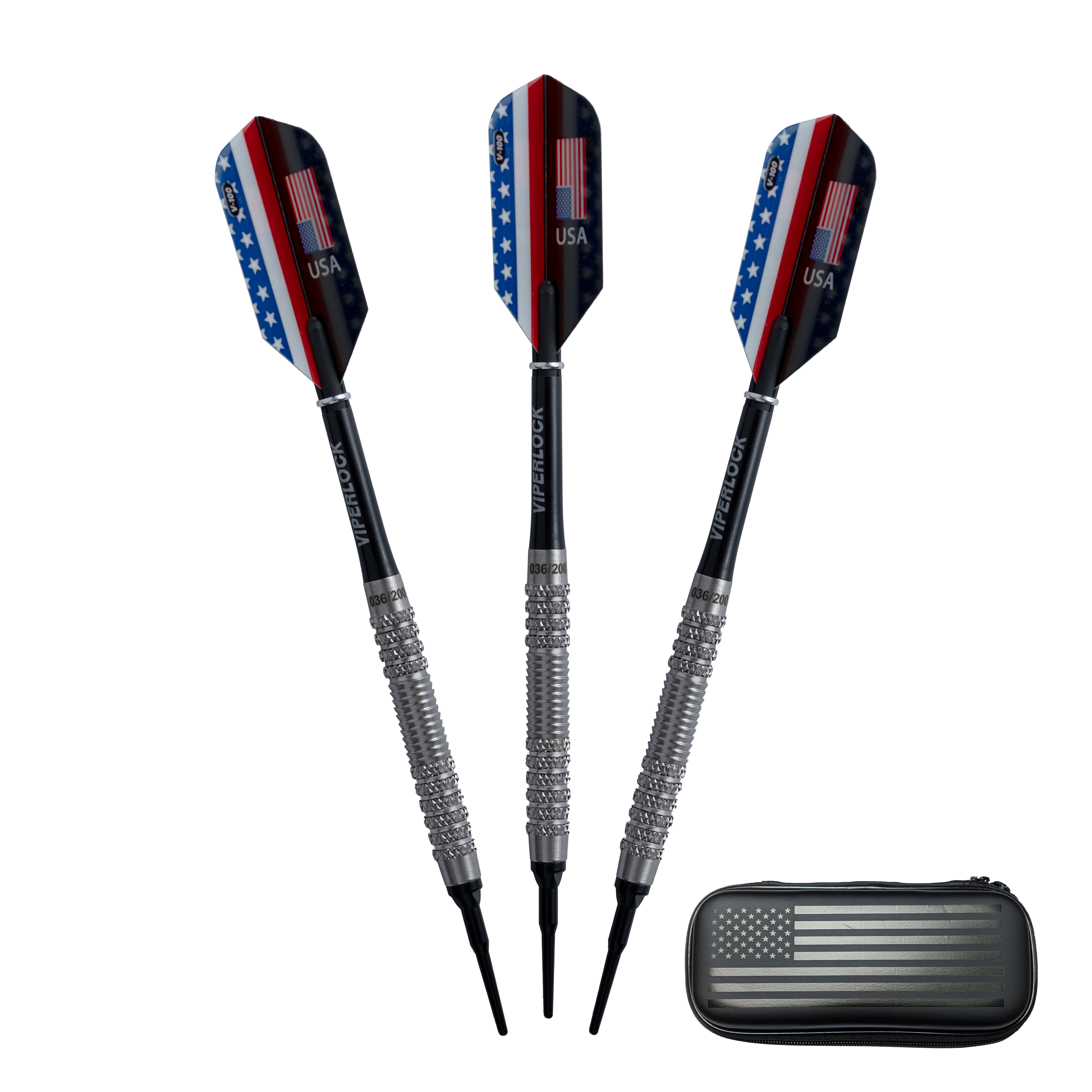 Limited Edition Viper Patriot 80% Tungsten Black and Blue Soft Tip Darts 20 Grams with USA Case
