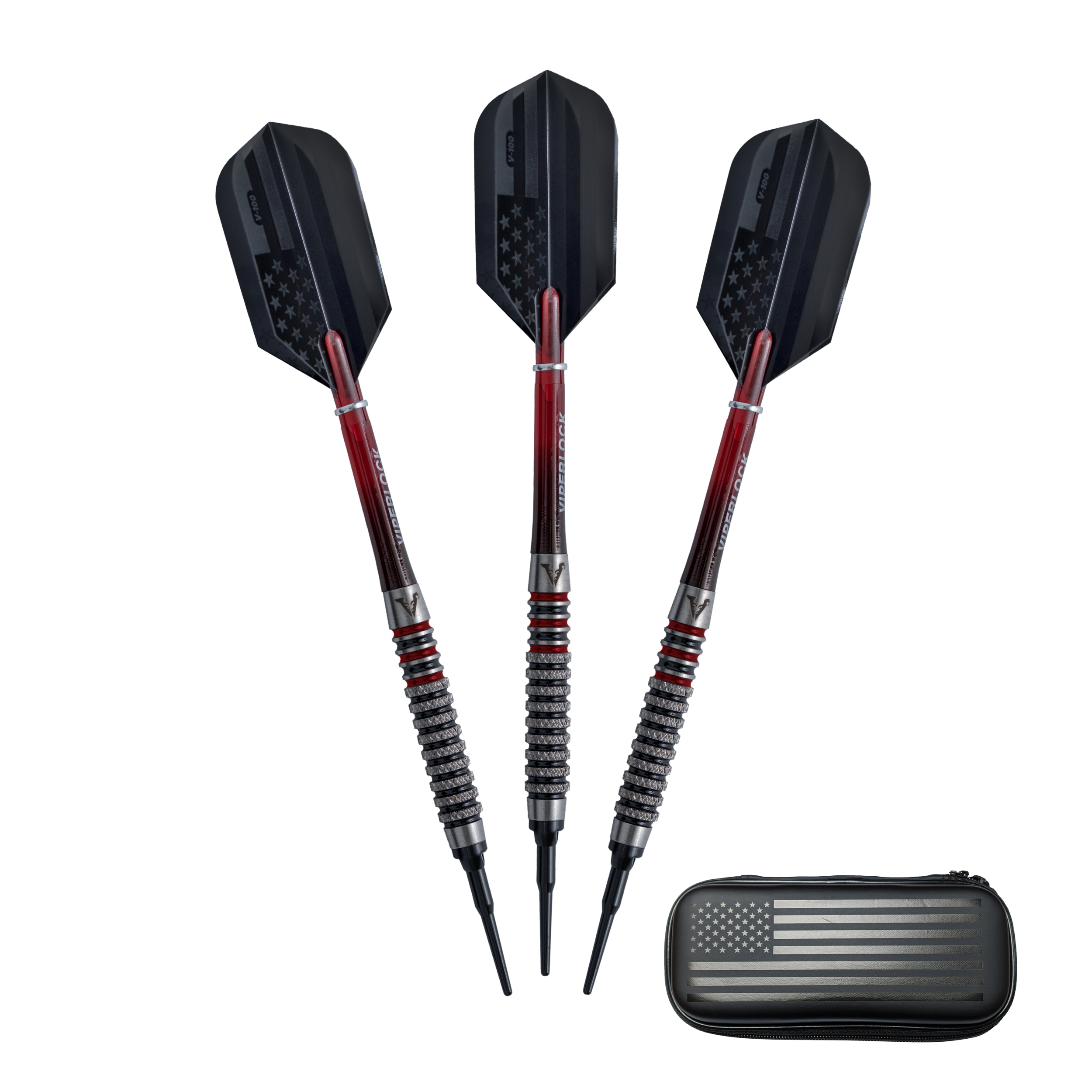 Limited Edition Viper Patriot 80% Tungsten Black Soft Tip Darts 20 Grams with USA Case