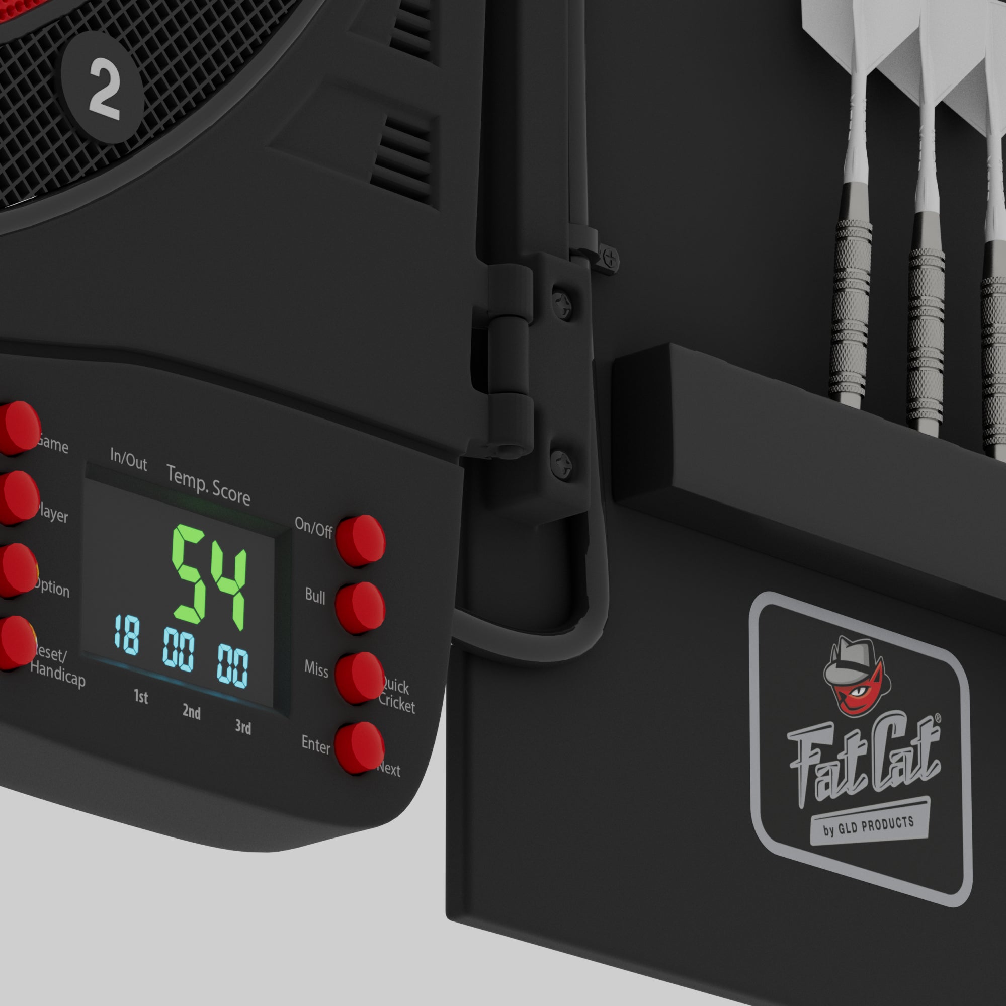 Fat Cat Cam Electronic Dartboard, 13.5" Compact Target Dartboard Cabinet