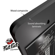 Close-up of the backboard edge showing its wood composite core and sound-absorbing laminate layer