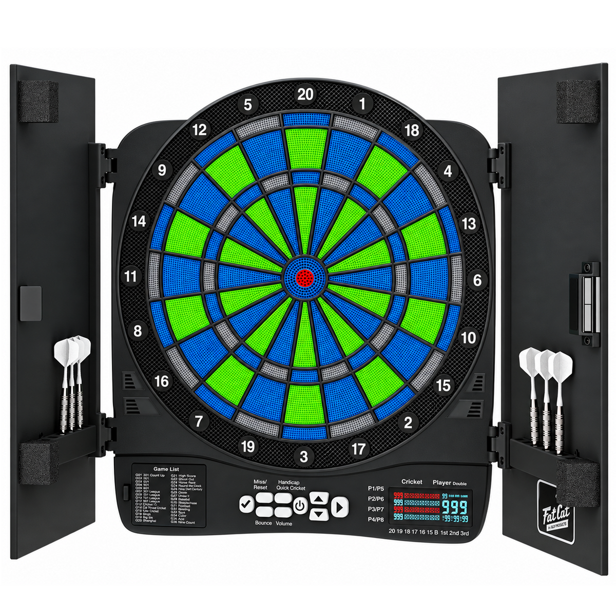 Fat Cat Rega Electronic Dartboard, 13.5" Compact Target Dartboard Cabinet