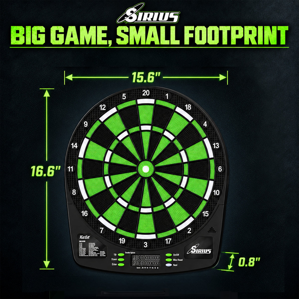 Fat Cat Sirius Electronic Dartboard, 13.5" Compact Target