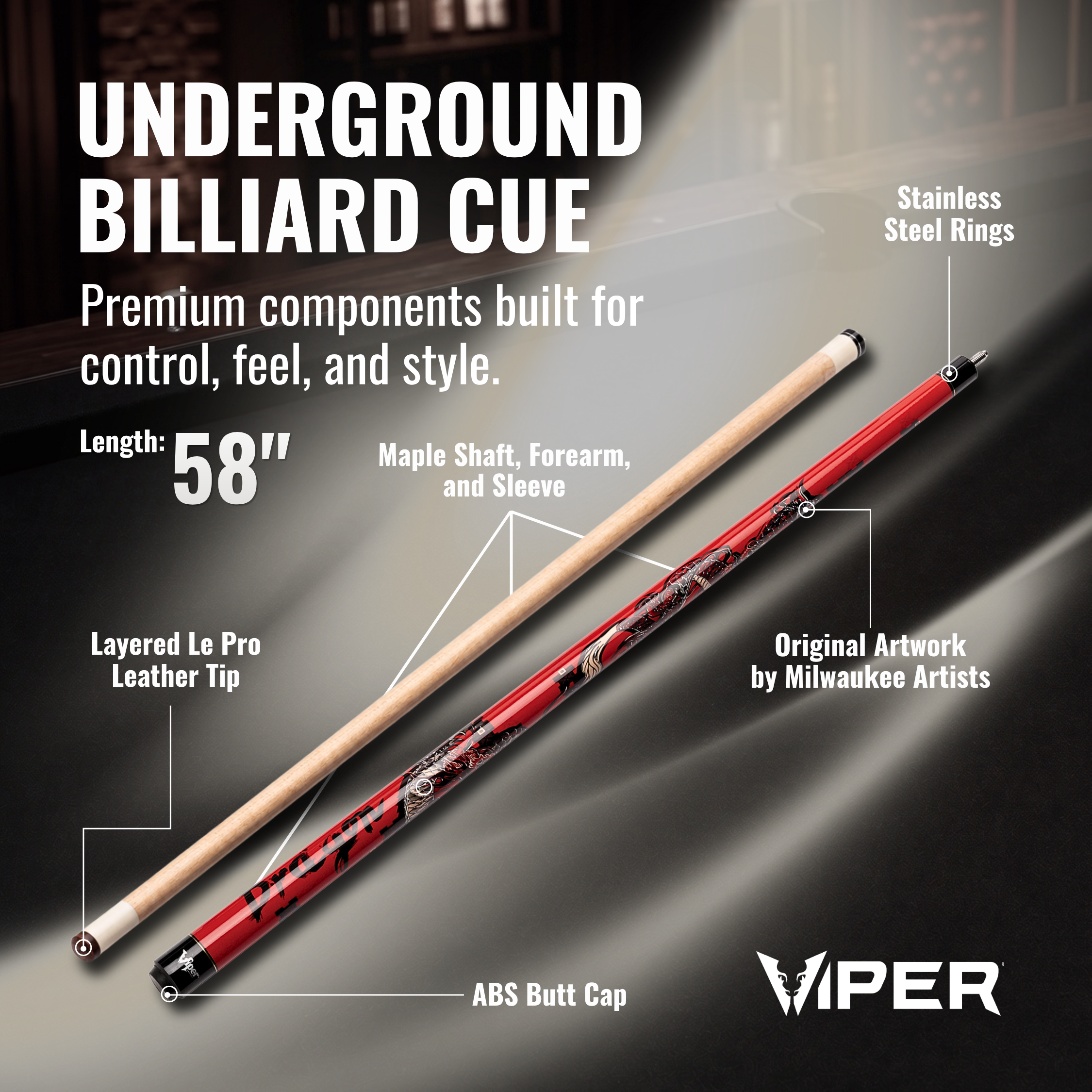 Viper Underground Dragon Billiard/Pool Cue Stick