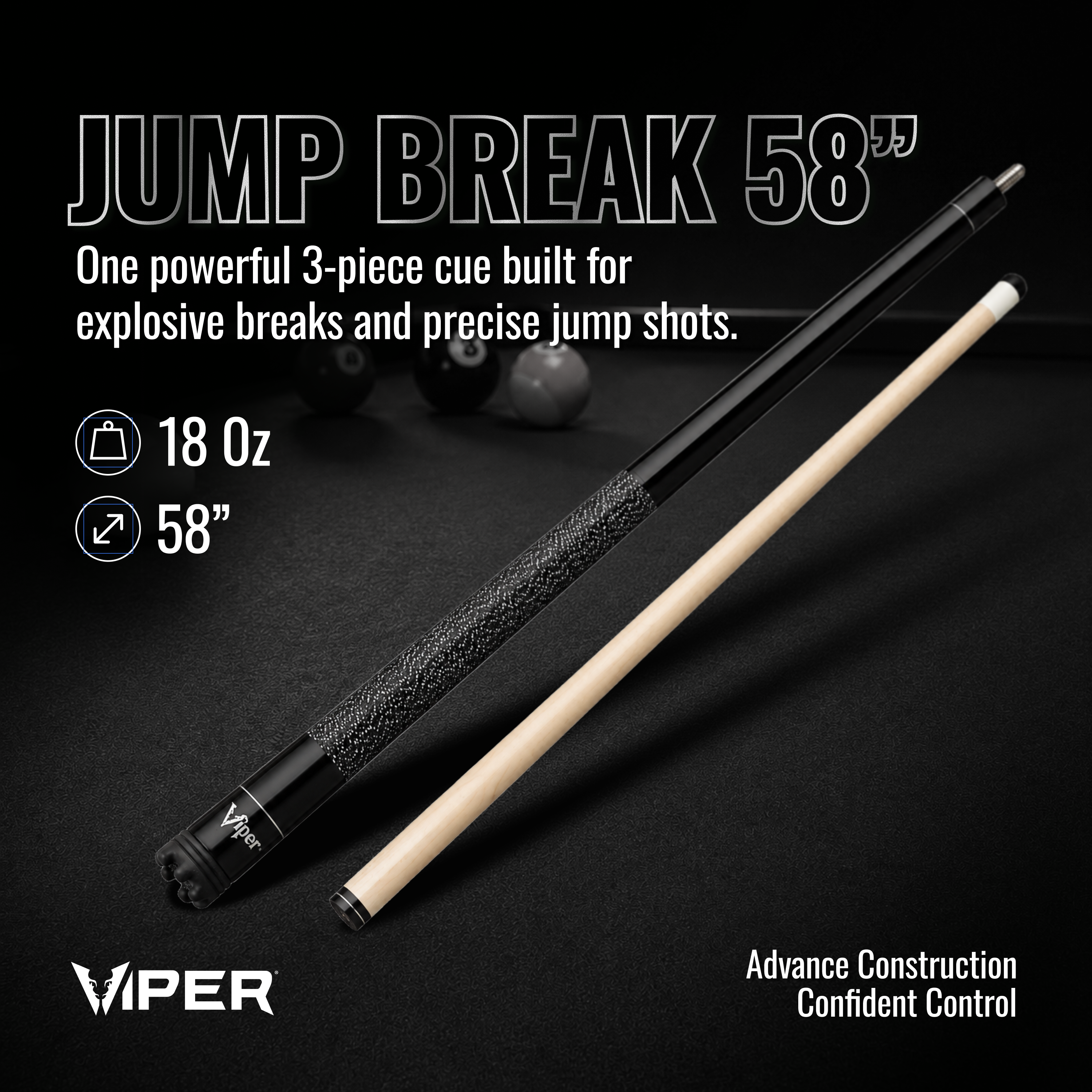 Viper Jump Break Cue Stick Black