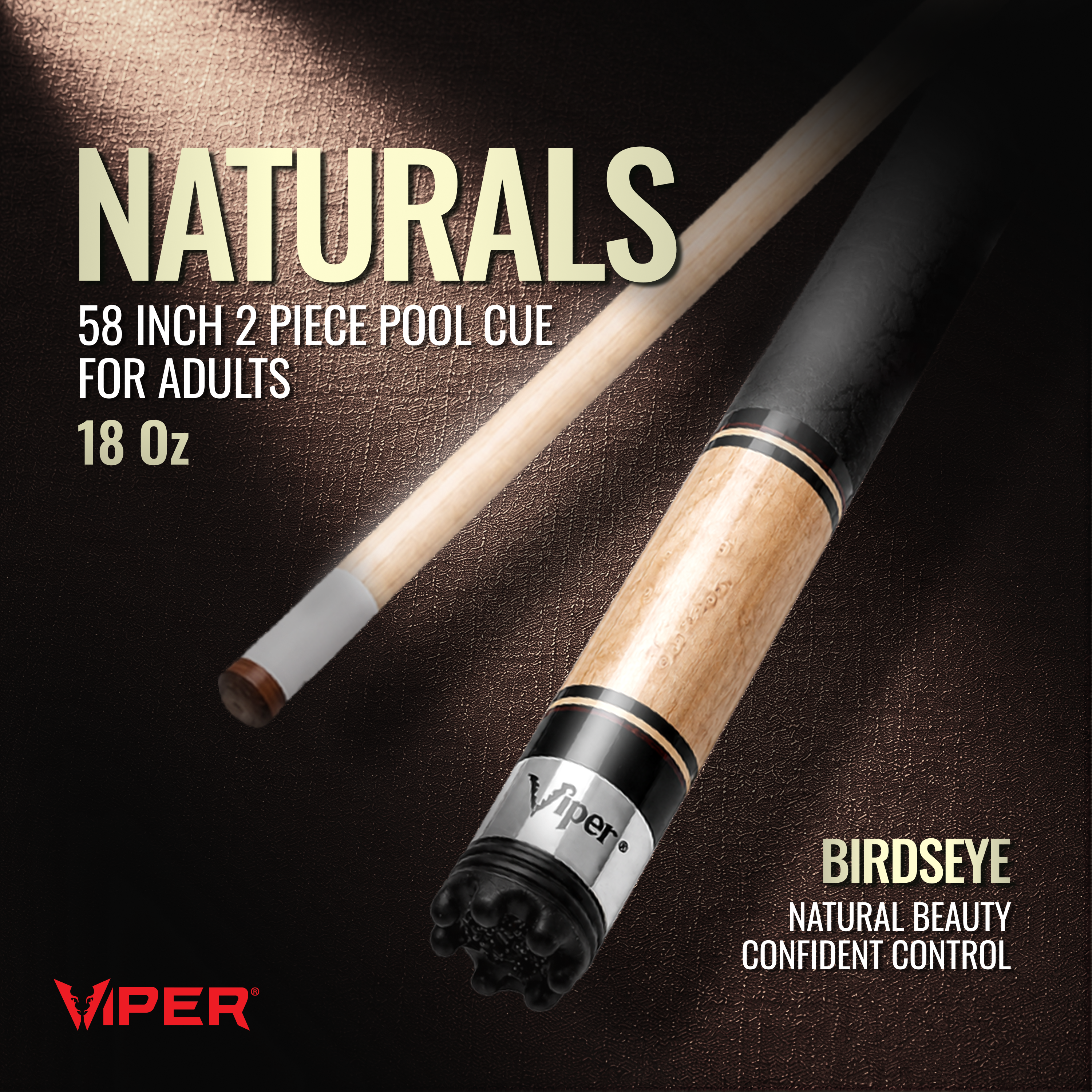 Viper Naturals Birdseye Billiard/Pool Cue Stick