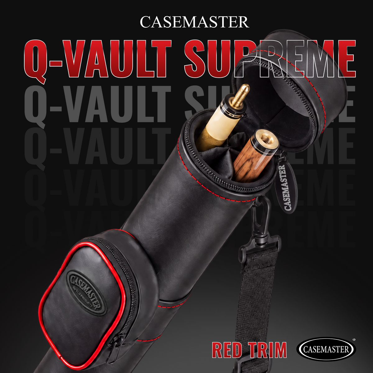 Casemaster Q-Vault Supreme Black with Red Trim Cue Case