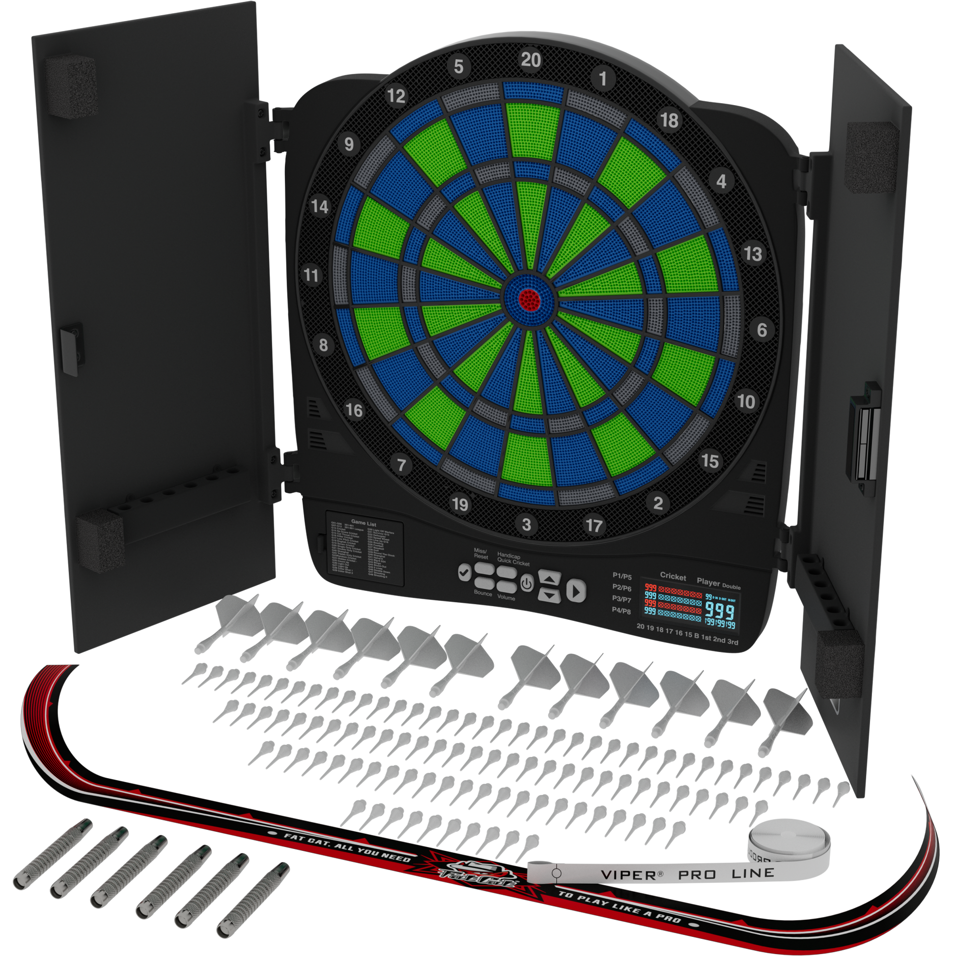 Fat Cat Rega Electronic Dartboard, 13.5" Compact Target Dartboard Cabinet