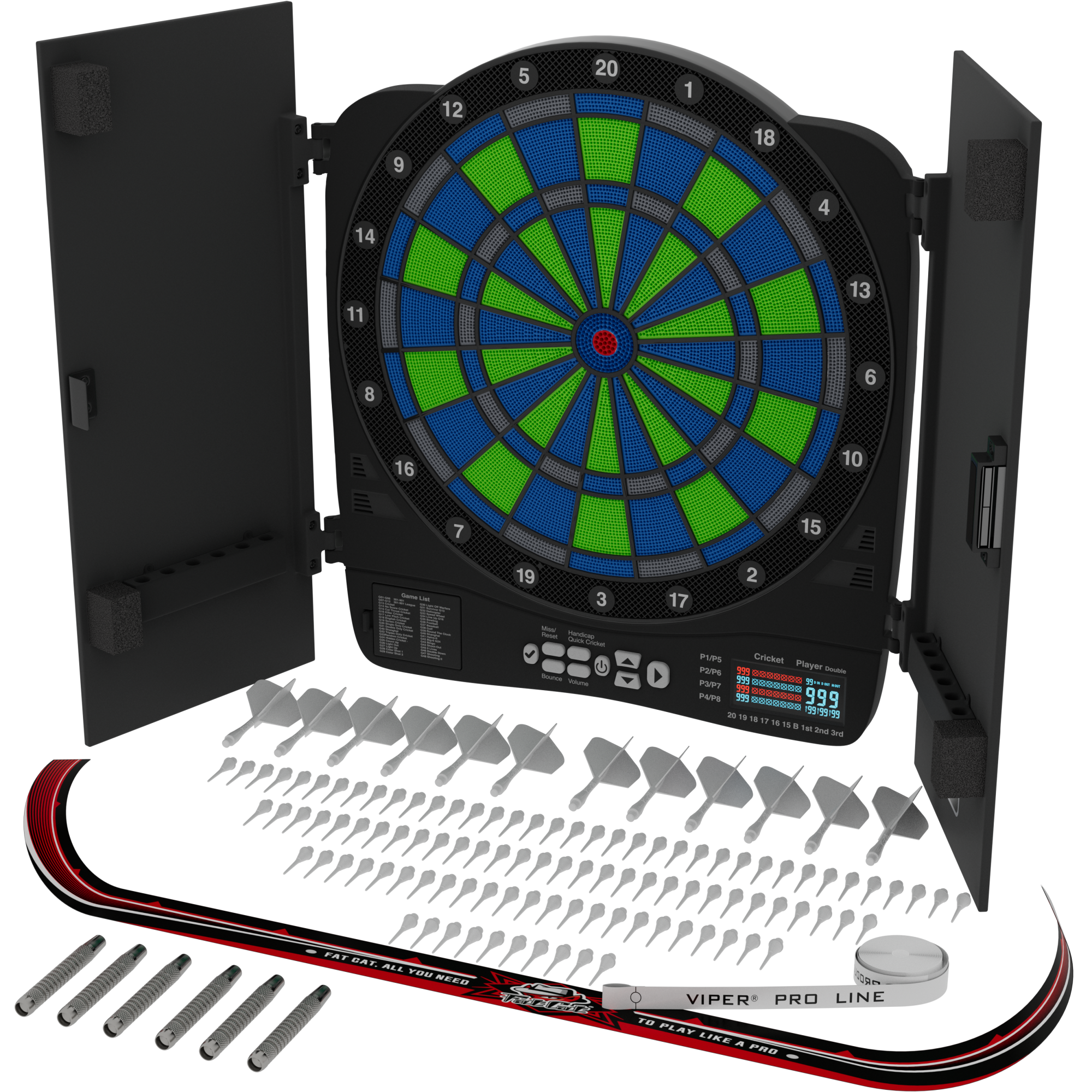 Fat Cat Rega Electronic Dartboard, 13.5" Compact Target Dartboard Cabinet