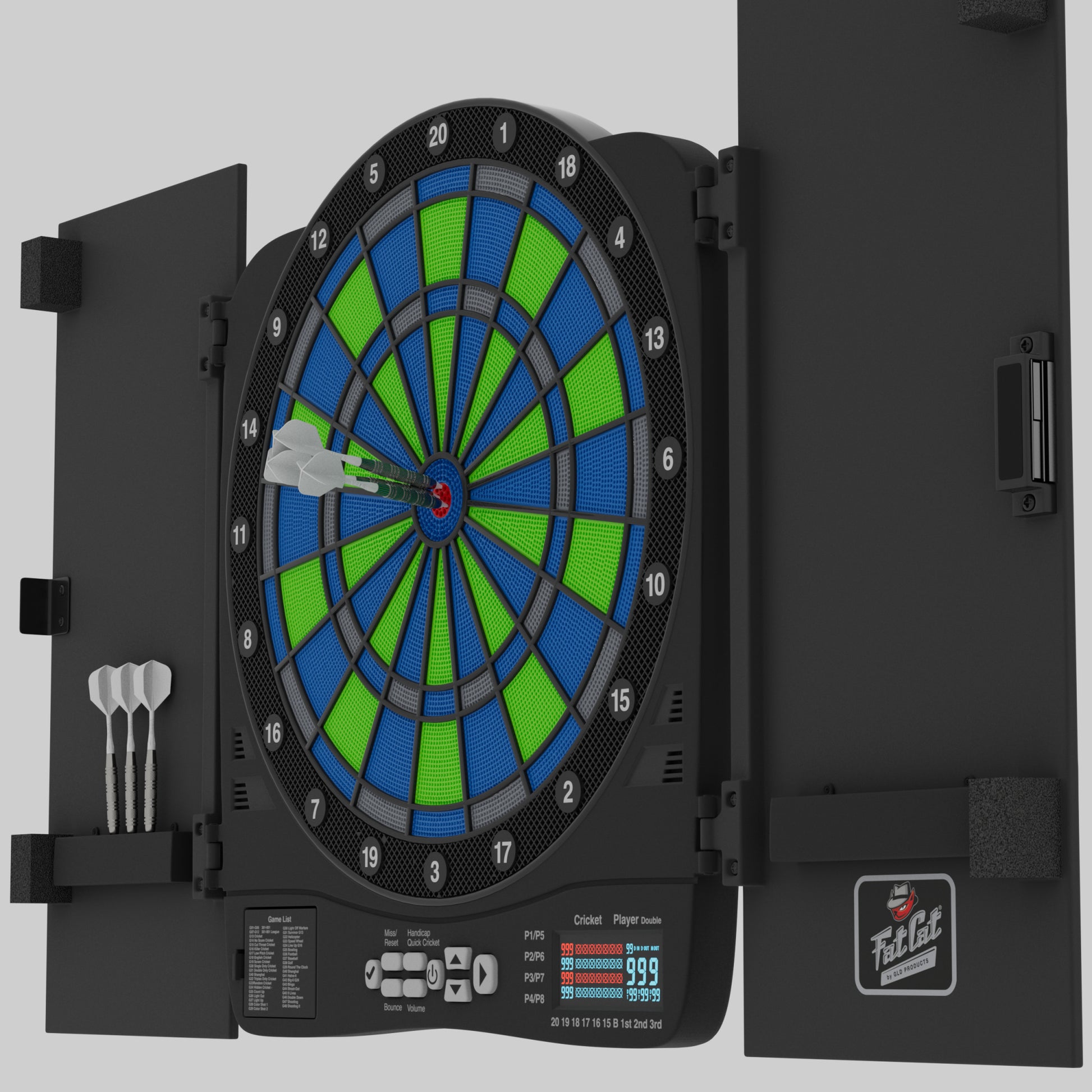 Fat Cat Rega Electronic Dartboard, 13.5" Compact Target Dartboard Cabinet