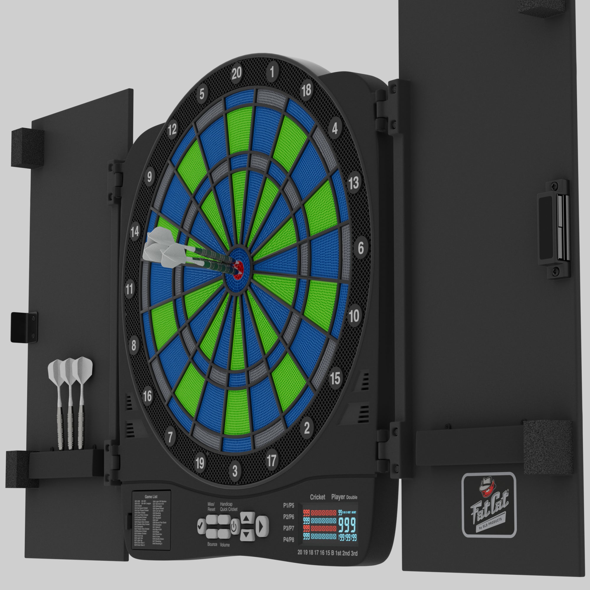 Fat Cat Rega Electronic Dartboard, 13.5" Compact Target Dartboard Cabinet