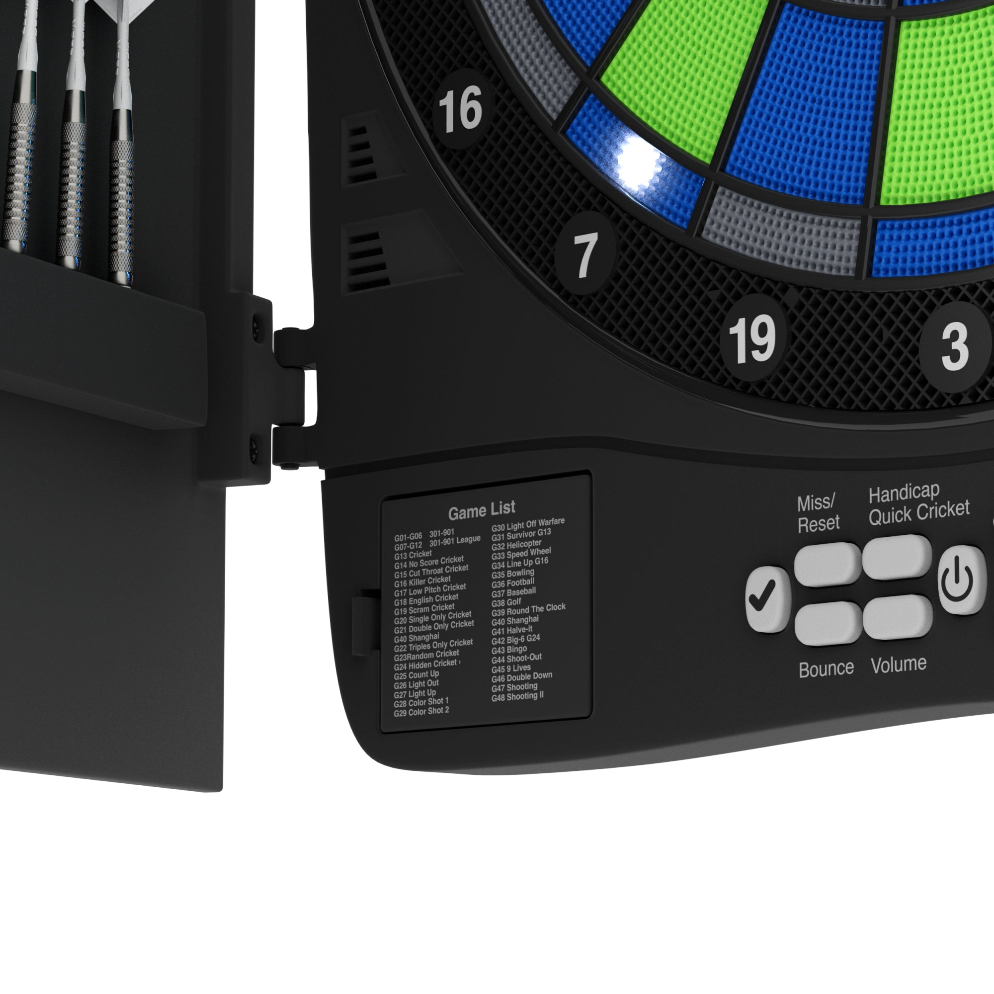 Fat Cat Rega Electronic Dartboard, 13.5" Compact Target Dartboard Cabinet