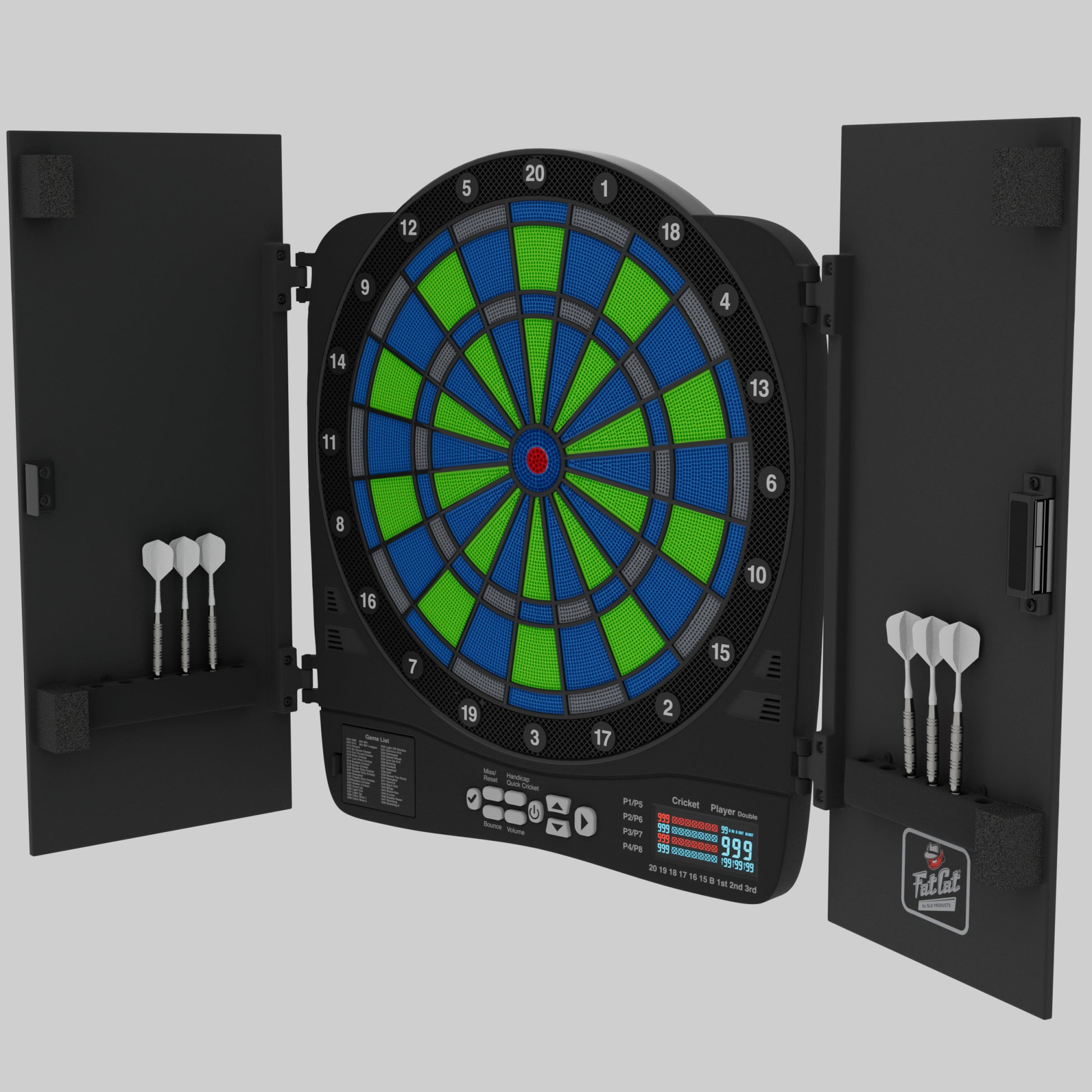 Fat Cat Rega Electronic Dartboard, 13.5" Compact Target Dartboard Cabinet