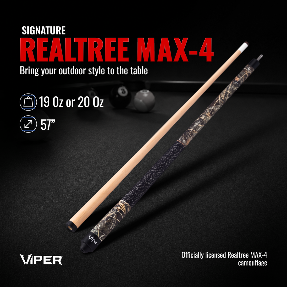 Viper Realtree Max 4 Camouflage Billiard/Pool Cue Stick