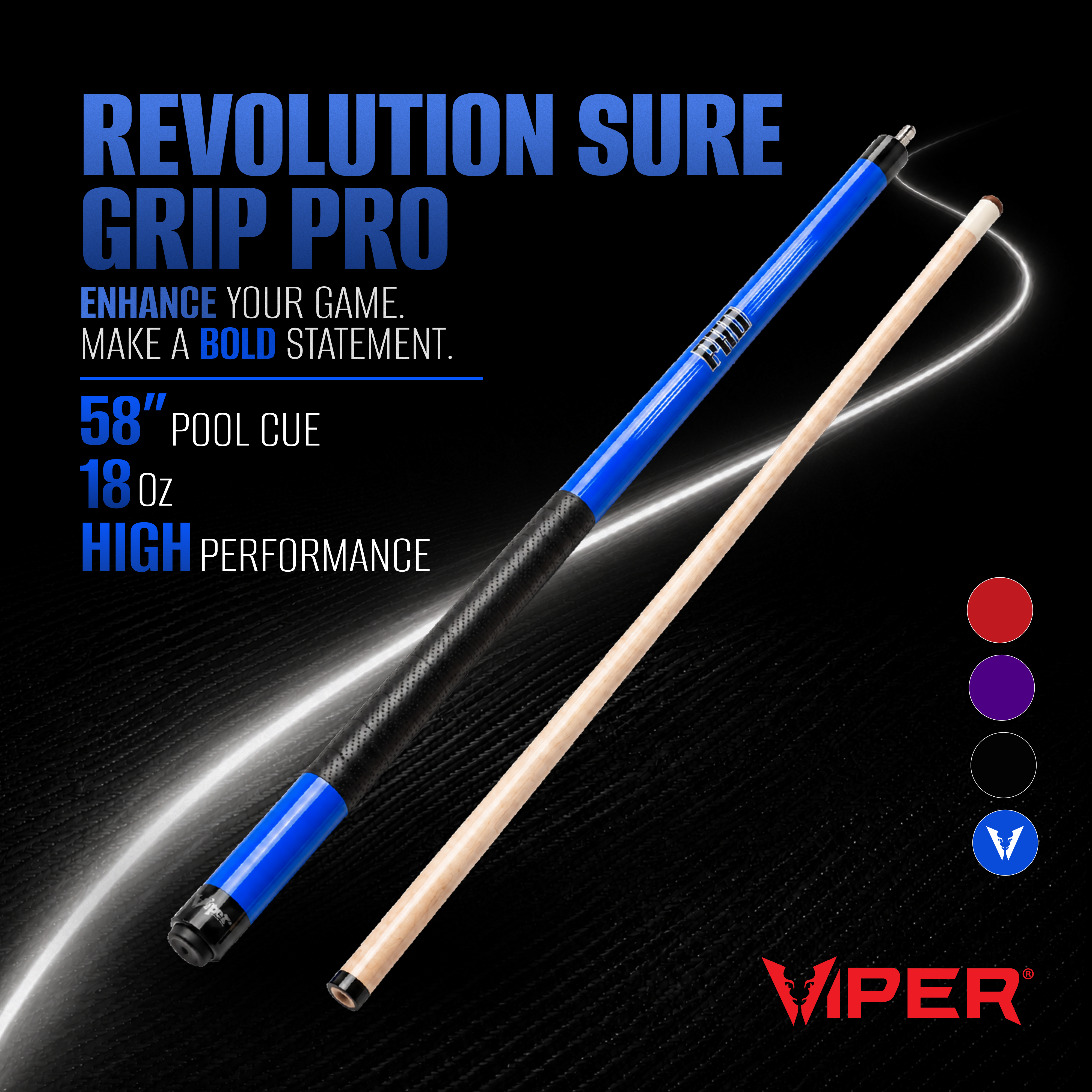 Viper Revolution Sure Grip Pro Blue Billiard/Pool Cue Stick