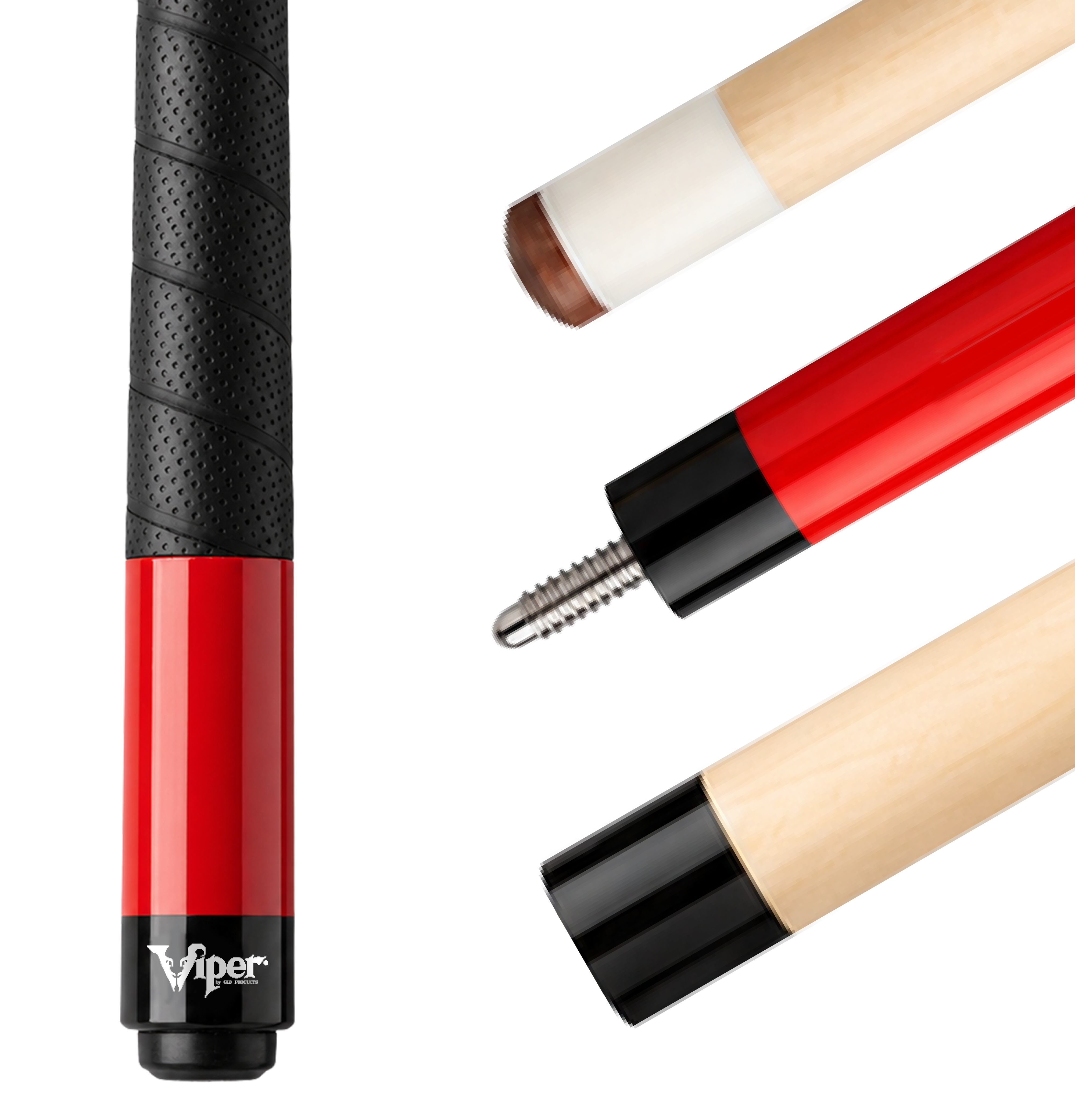 Viper Revolution Sure Grip Pro Red Billiard/Pool Cue Stick