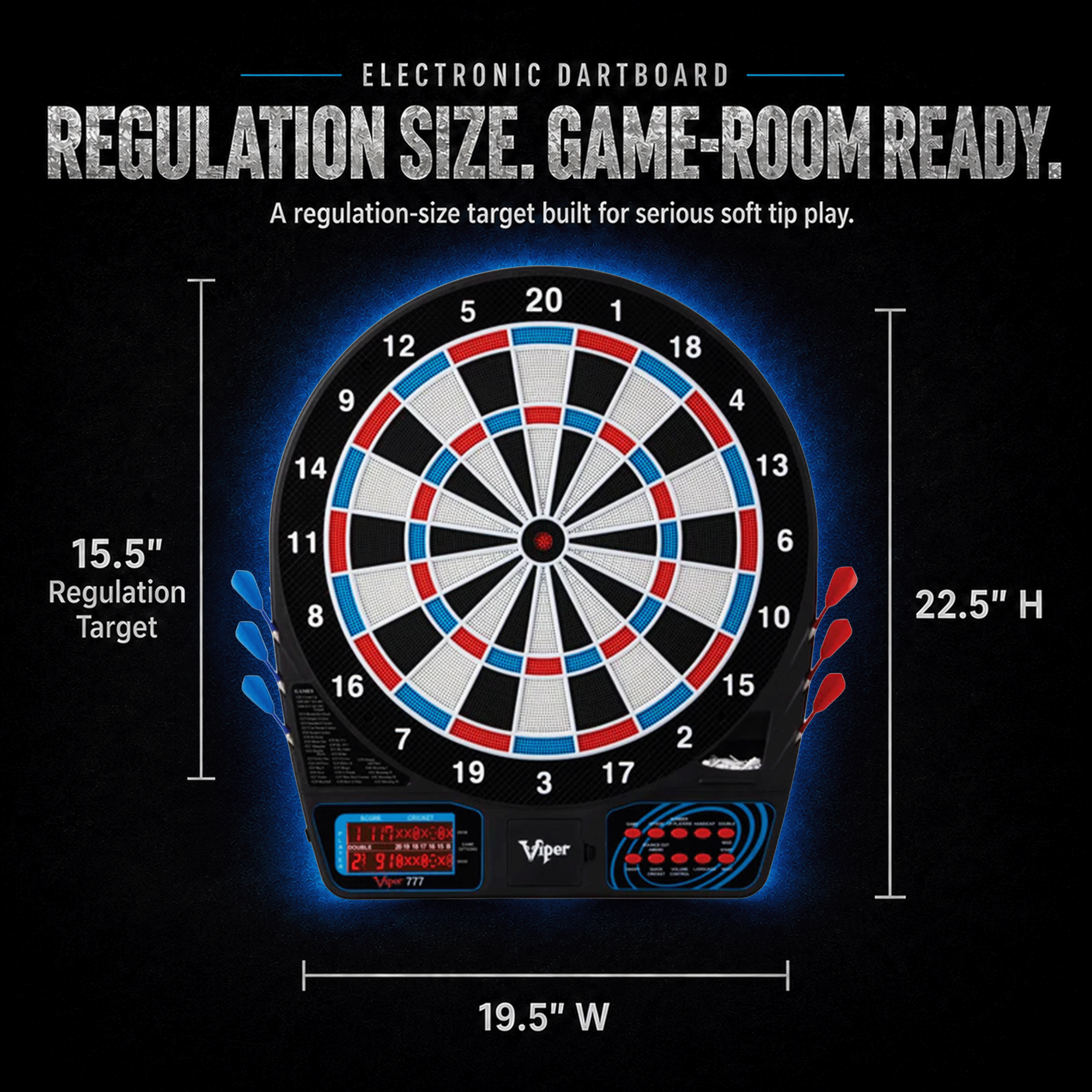 Viper 777 Electronic Dartboard, 15.5" Regulation Target