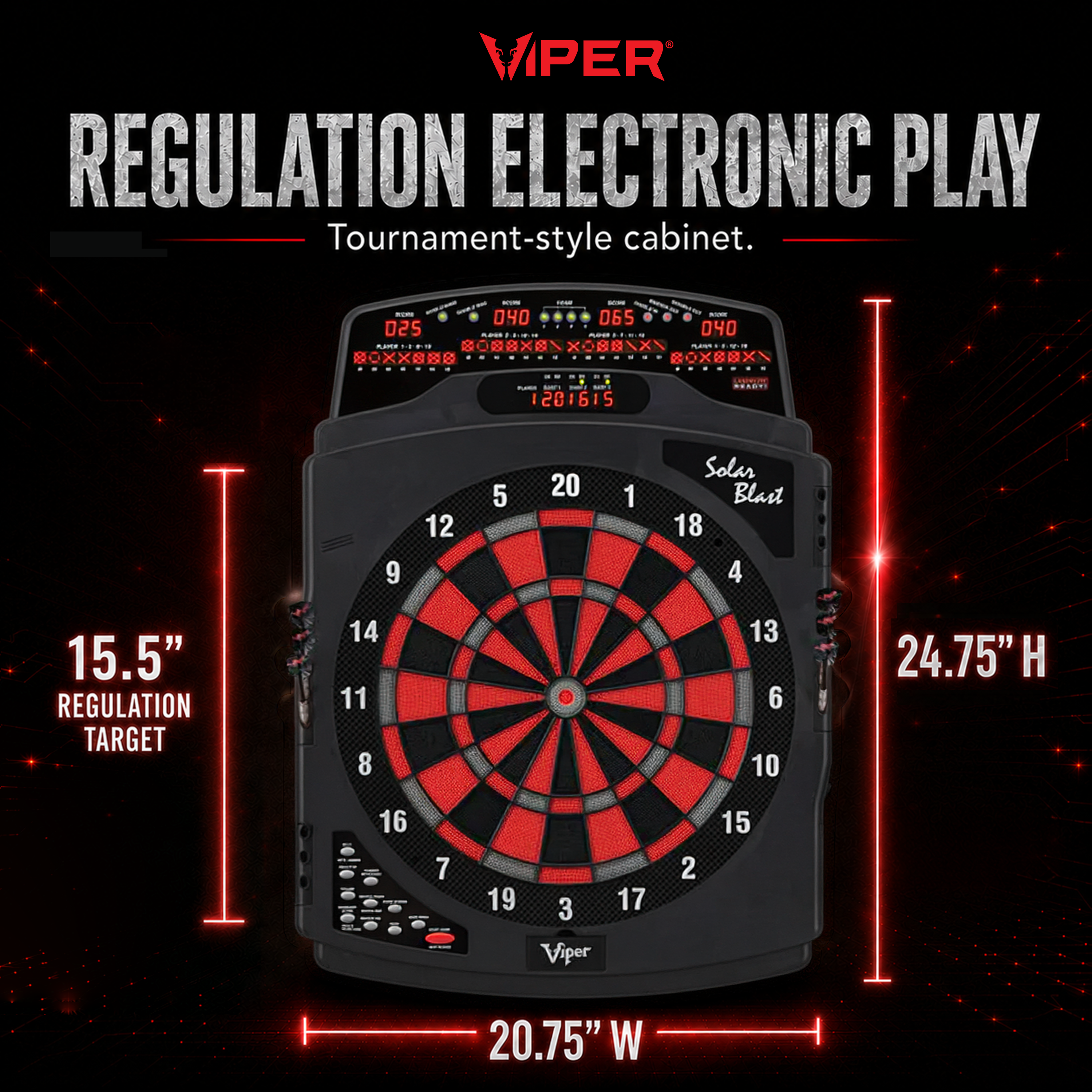 Viper Solar Blast Electronic Dartboard, 15.5" Regulation Target