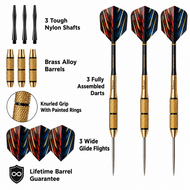 Set of Viper Elite Brass Steel Tip Darts 23 Grams with components labeled