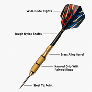 Viper Elite Brass Steel Tip Darts 23 Grams with labeled parts
