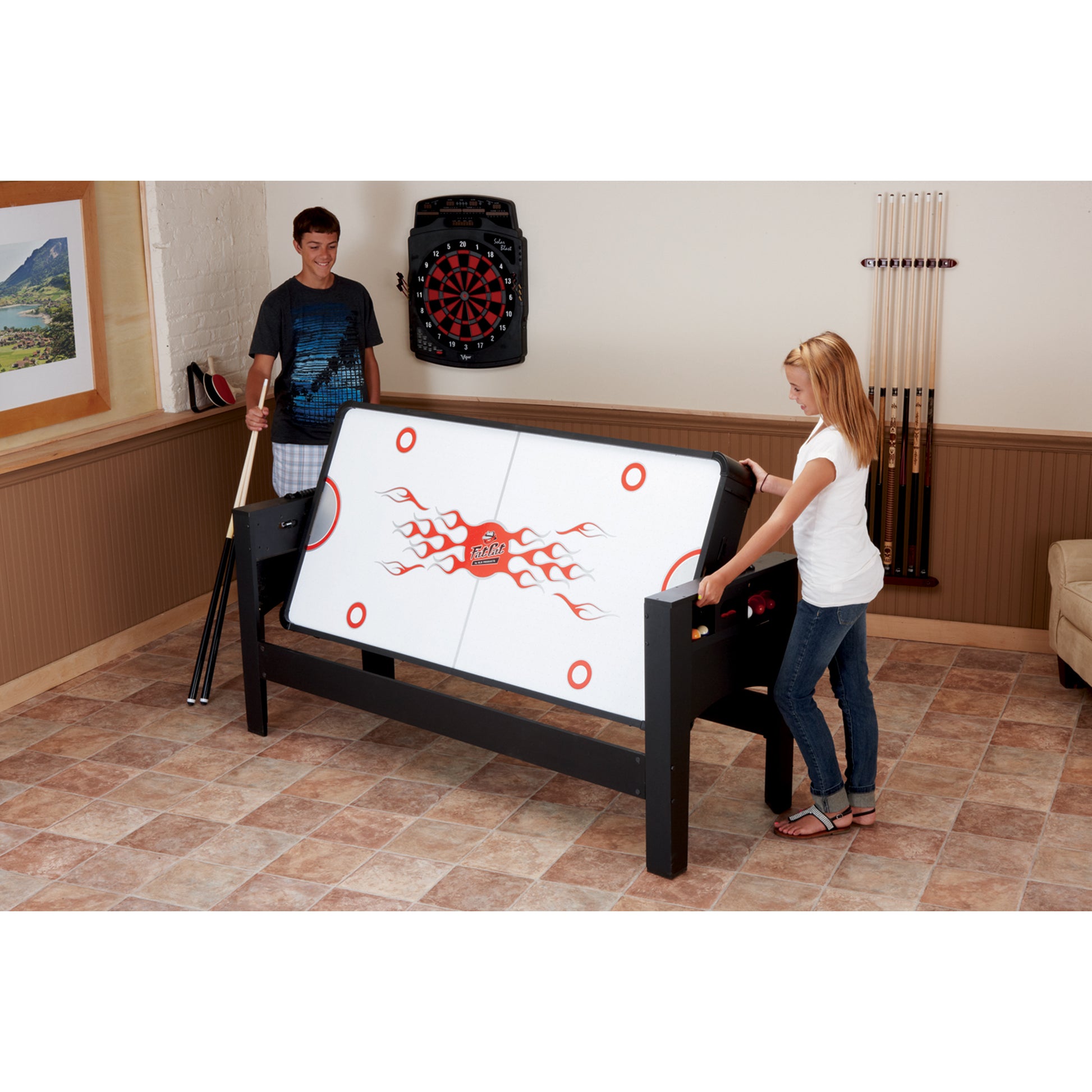 Fat Cat 3-in-1 6' Flip Multi-Game Table Blue Top