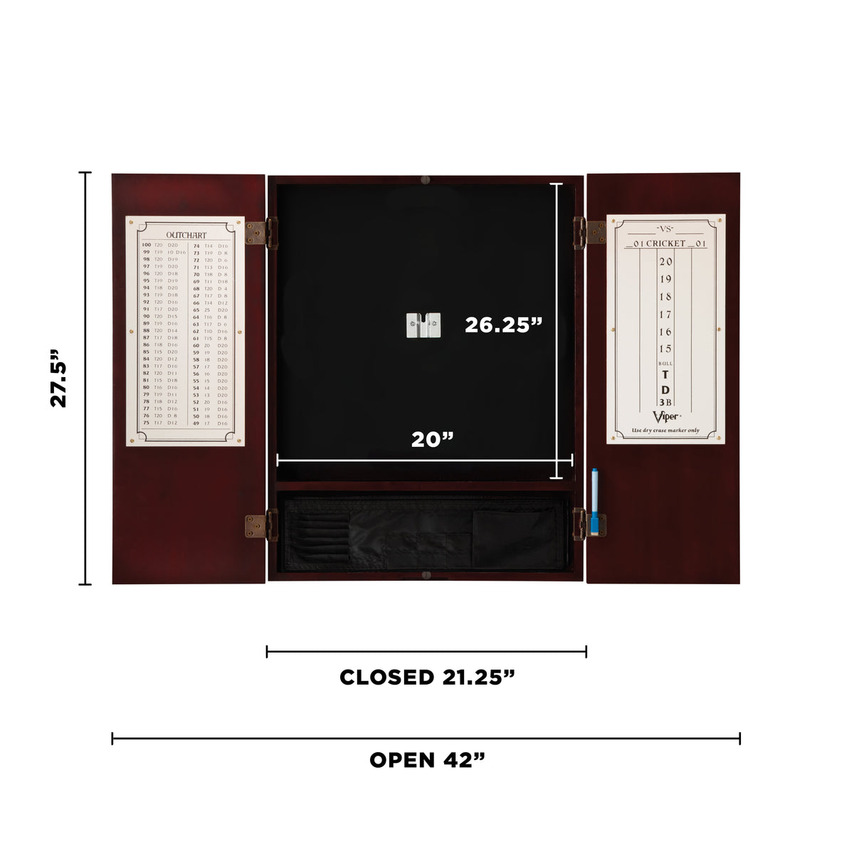 Viper Metropolitan Sisal Fiber Bristle Dartboard and Cabinet Bundle: Elite Set (Razorback Dartboard, Darts and Throw Line Light), Mahogany Finish