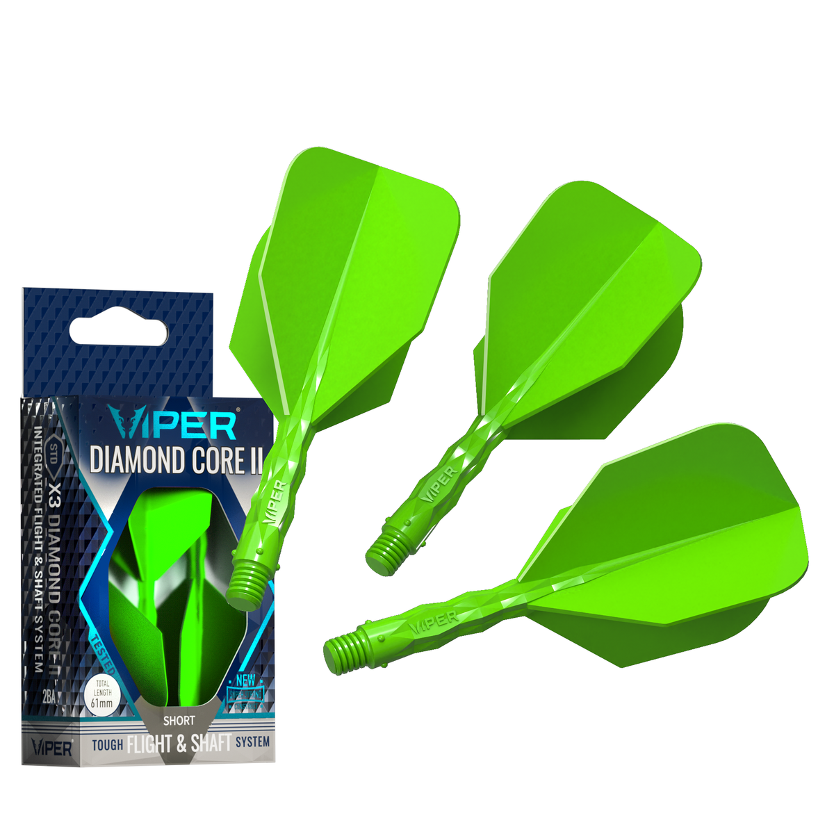 Viper Diamond Core II Standard flight, Short shaft, Neon Green