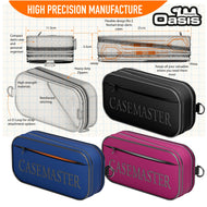 Cutaway diagram of the Nomad Oasis dart case with 21cm by 11.5cm by 5.5cm dimensions and construction details
