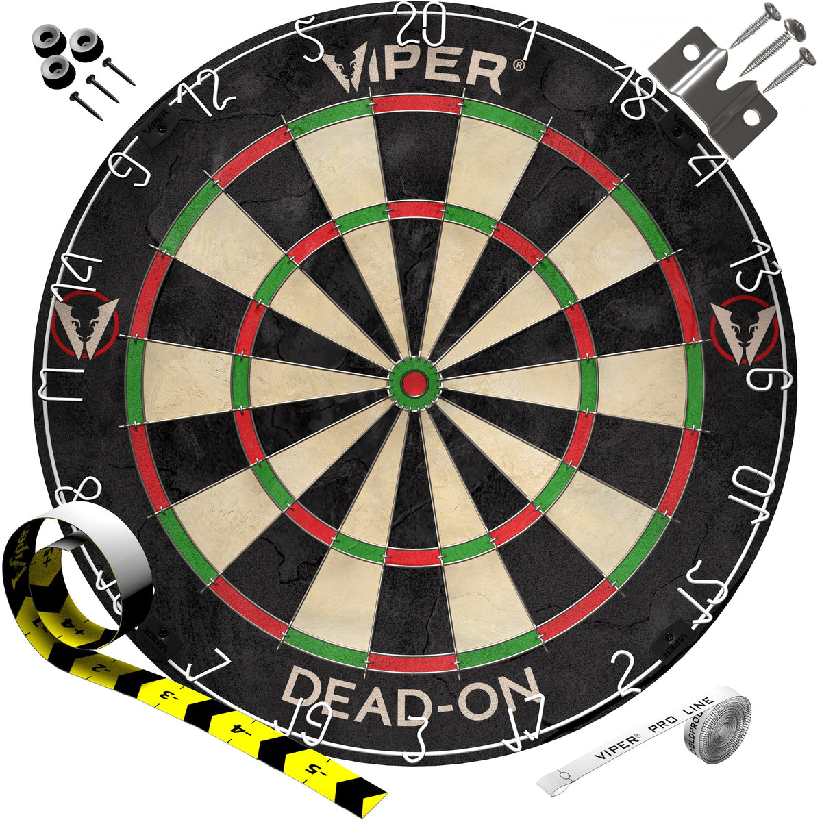 Viper Dead-On Sisal Dartboard, Defender III Dart Surround, Jar of 20 Darts and Viper Edge Throwline