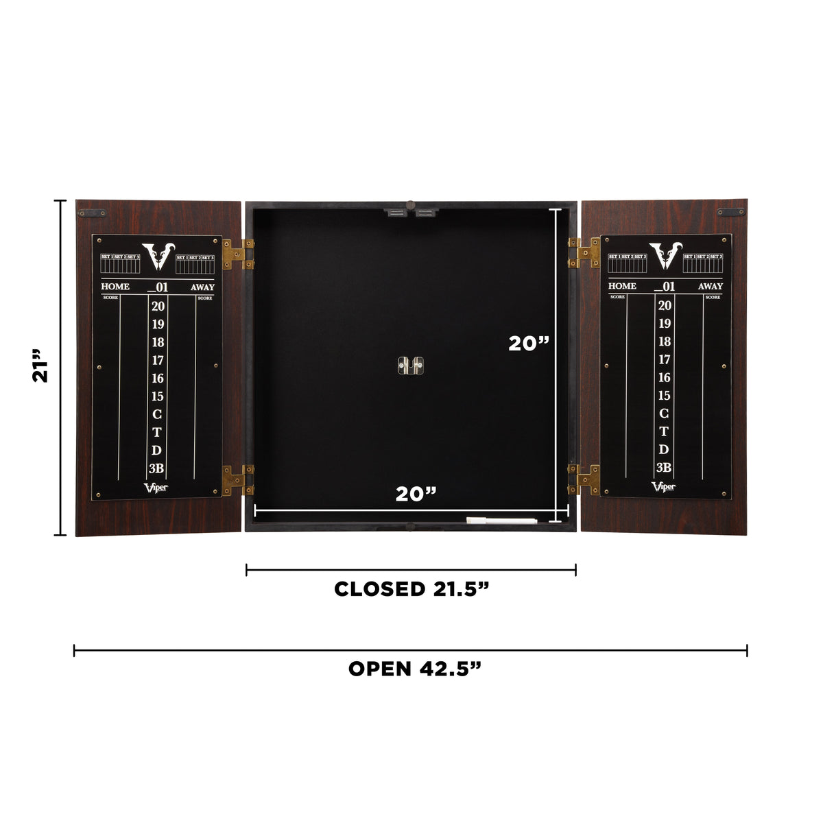 Viper Stadium Dartboard Cabinet with Shot King Sisal Dartboard Viper Edge Throw/Toe Line Marker (Steel and Soft Tip Darts)