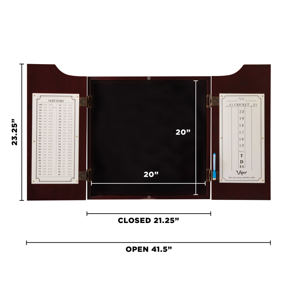 Viper Hudson Dartboard Cabinet, Viper Dead-On Bristle Dartboard, and Viper Black Mariah Steel Tip Darts 22 Grams