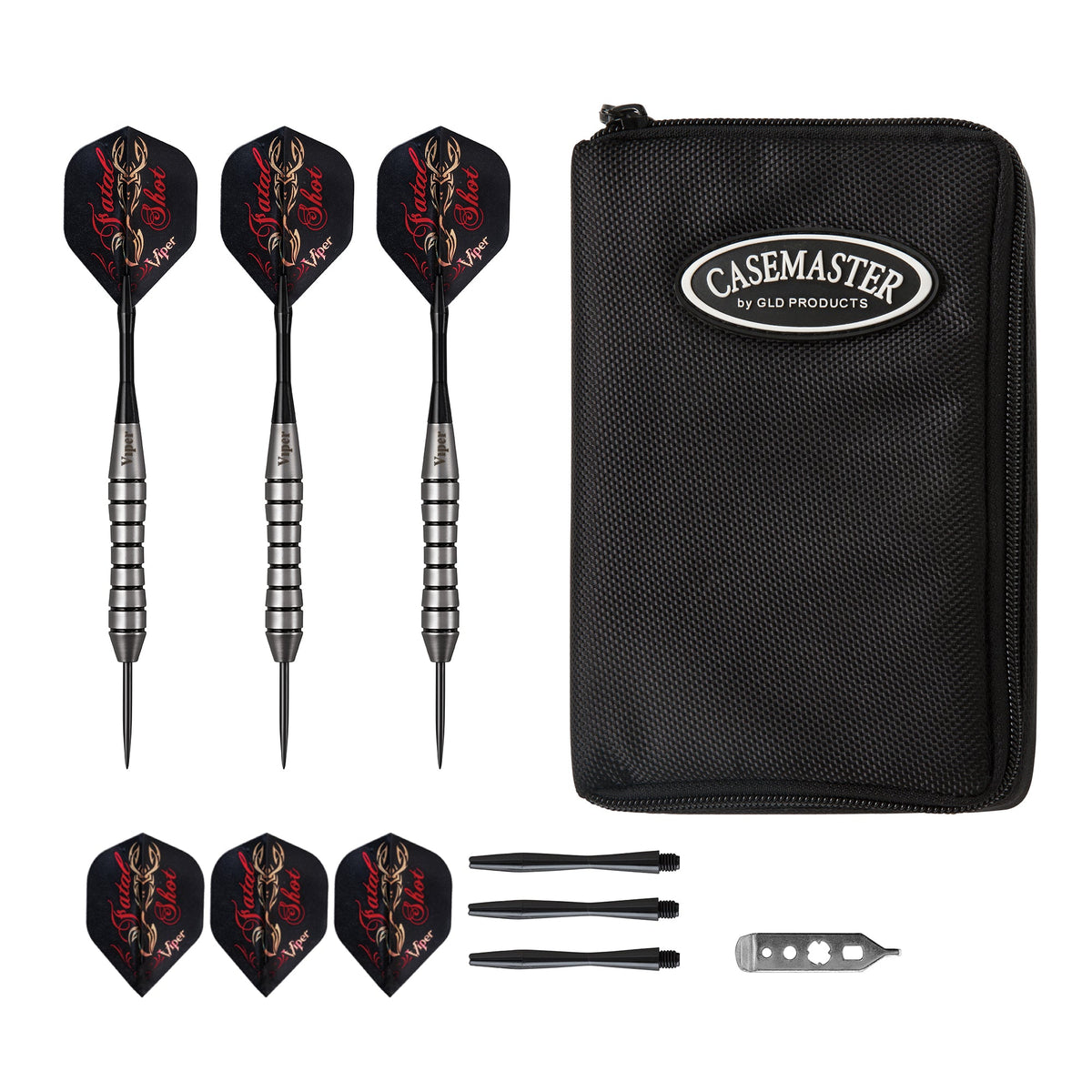 Viper Underground Fatal Shot Steel Tip Darts 24 Grams and Casemaster Select Black Nylon Dart Case