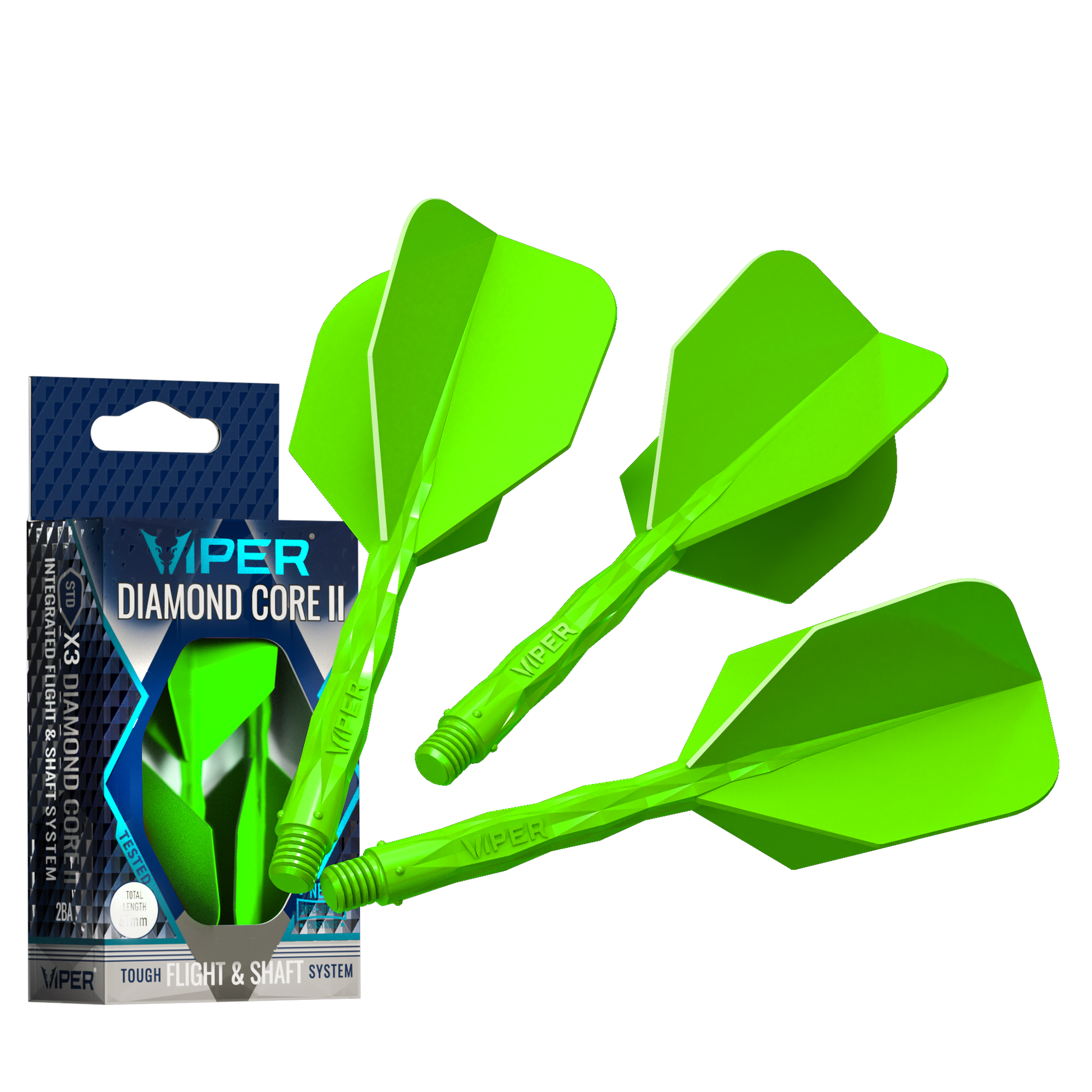 Viper Diamond Core II Standard flight, Medium shaft, Neon Green