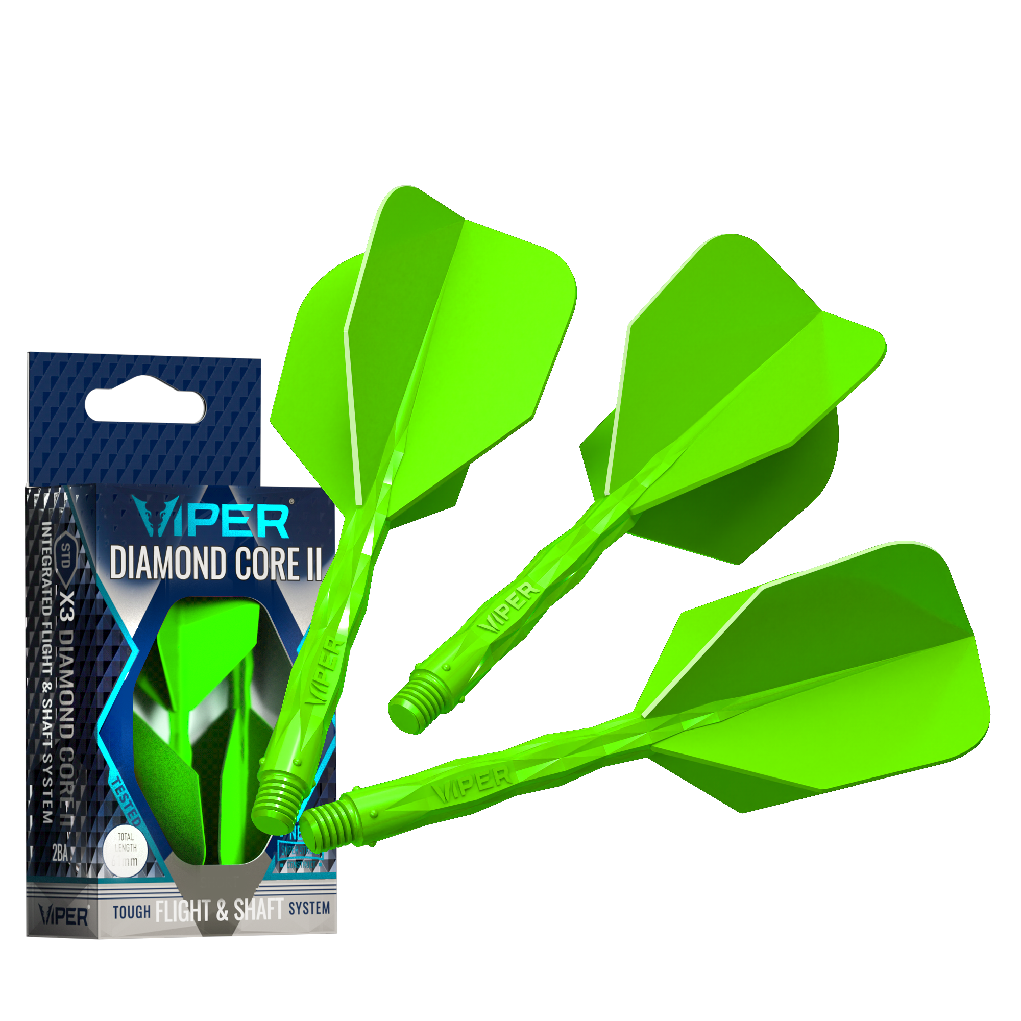 Viper Diamond Core II Standard flight, Medium shaft, Neon Green