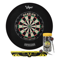 Viper Dead-On Sisal Dartboard, Defender Dart Surround, Jar of 20 Darts and Viper Edge Throwline