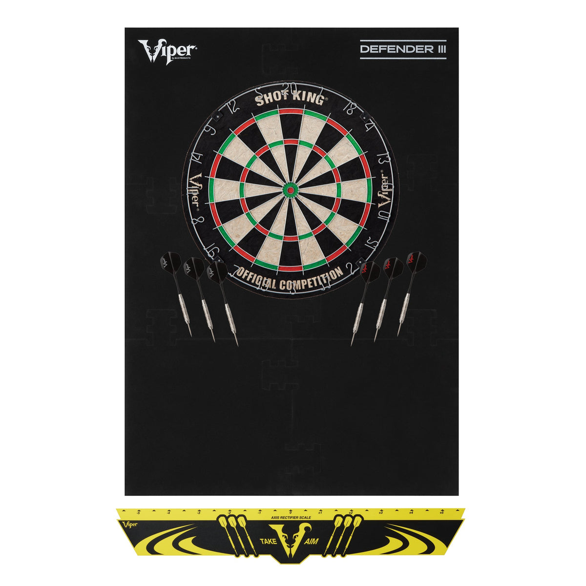 Viper Shot King Sisal Dartboard, Defender III Dart Surround and Viper Edge Throwline