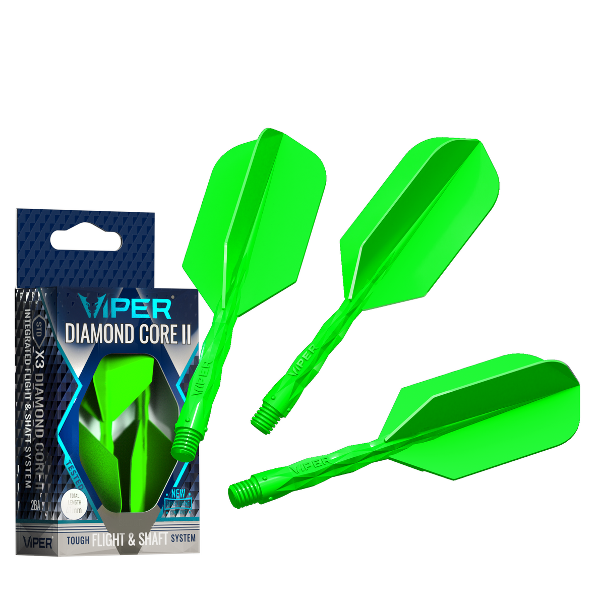 Viper Diamond Core II Slim flight, In-Between shaft, Neon Green