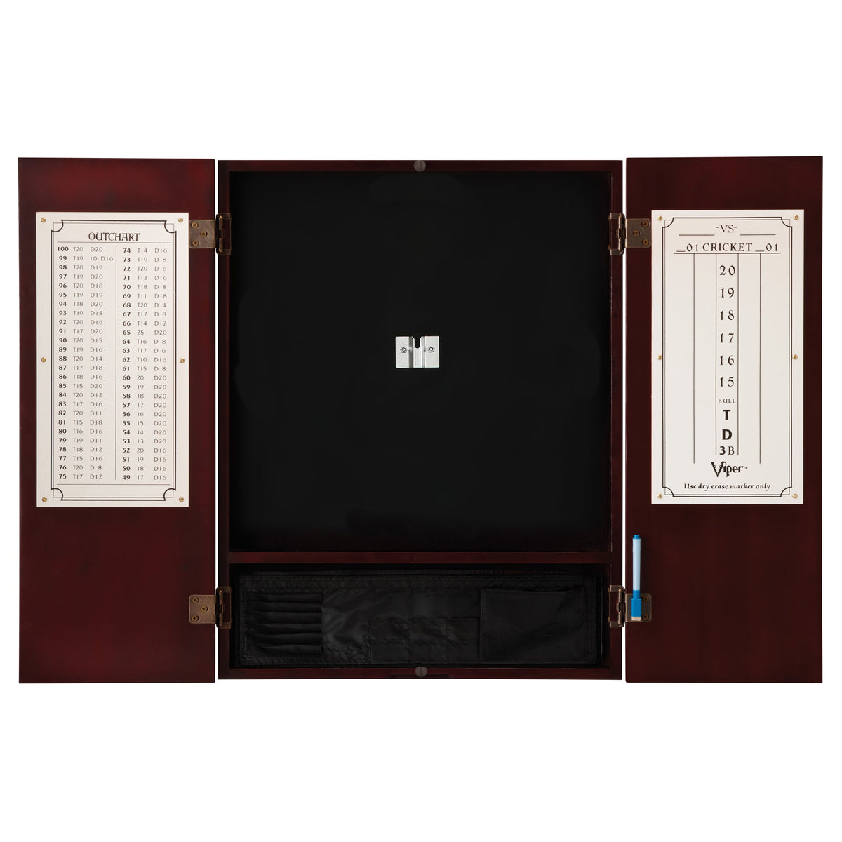 Viper Metropolitan Sisal Fiber Bristle Dartboard and Cabinet Bundle: Elite Set (Razorback Dartboard, Darts and Throw Line Light), Mahogany Finish