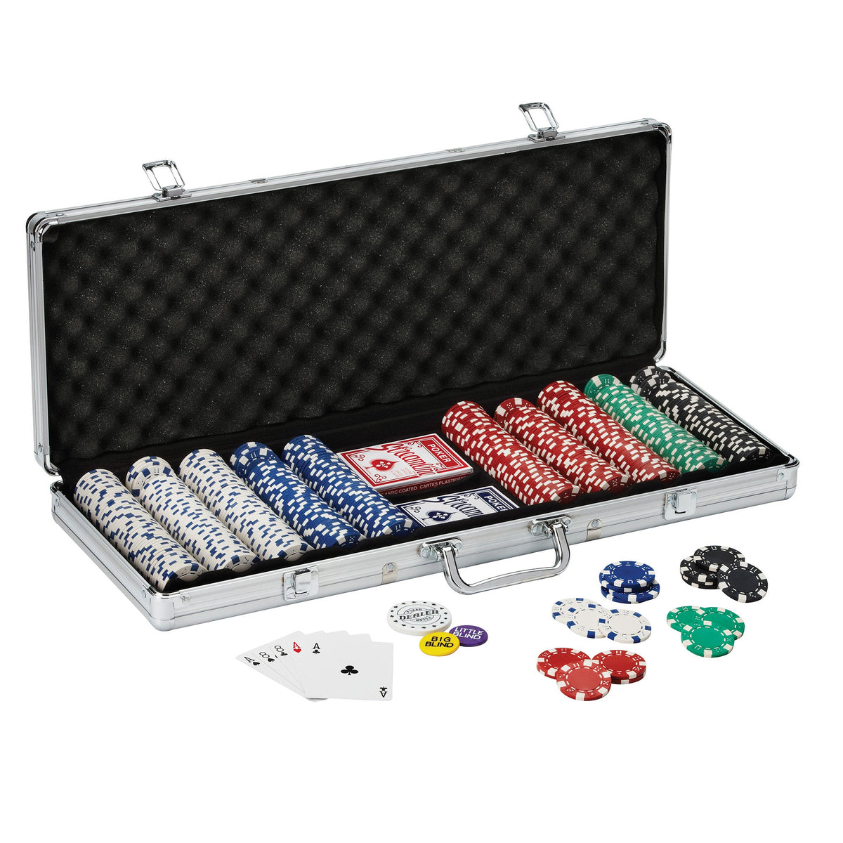 Fat Cat 500Ct Texas Hold'Em Dice Poker Chip Set and Fat Cat Four Deck Card Shoe