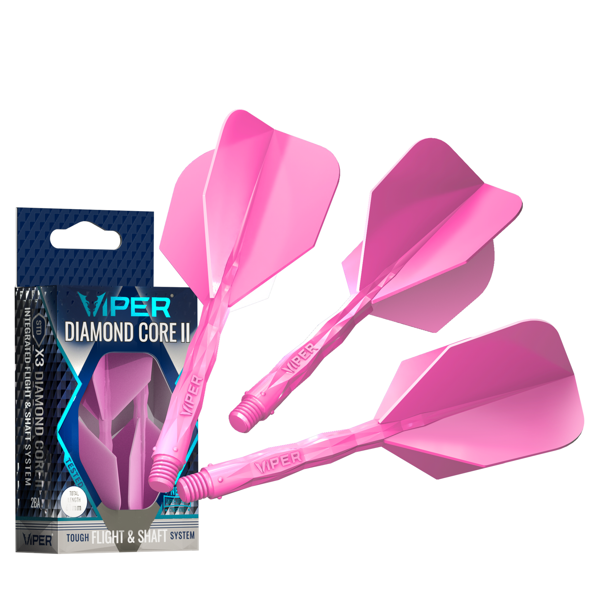 Viper Diamond Core II Standard flight, Medium shaft, Neon Pink