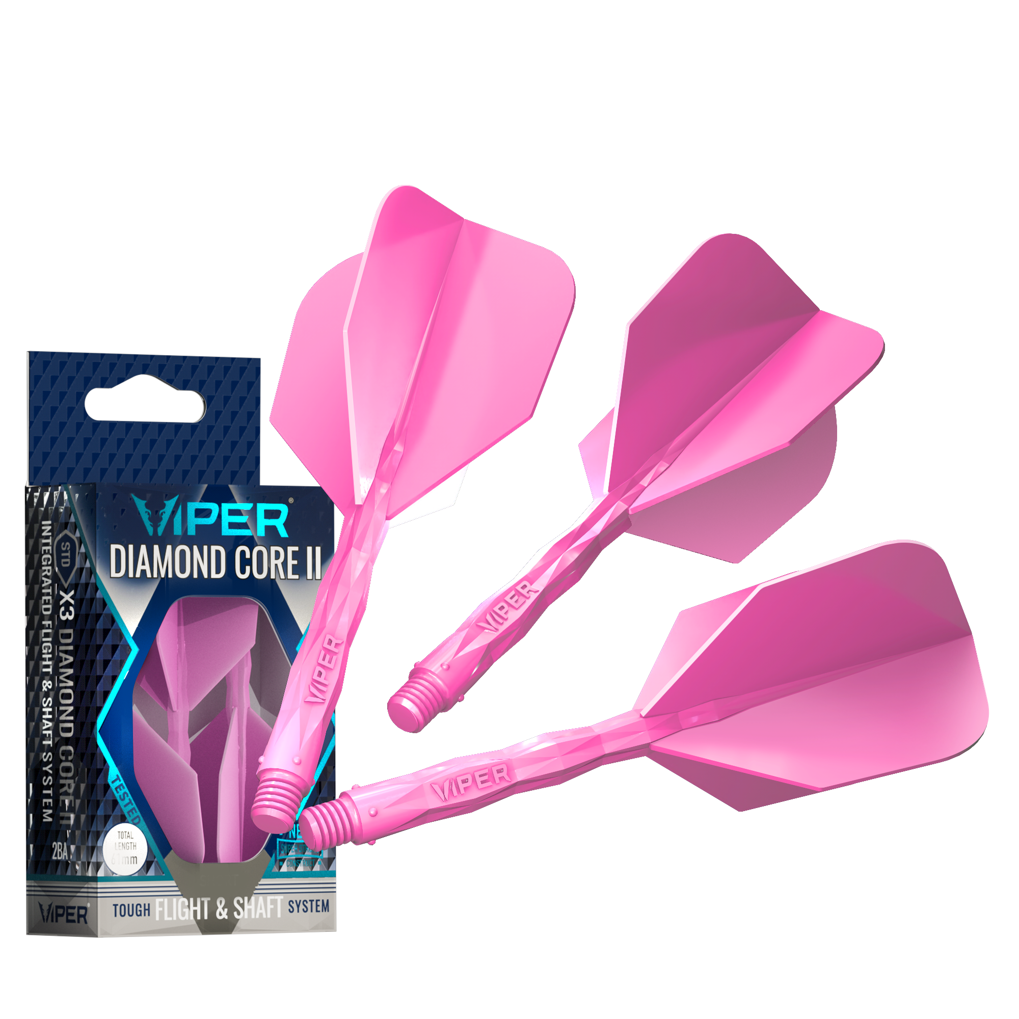 Viper Diamond Core II Standard flight, Medium shaft, Neon Pink