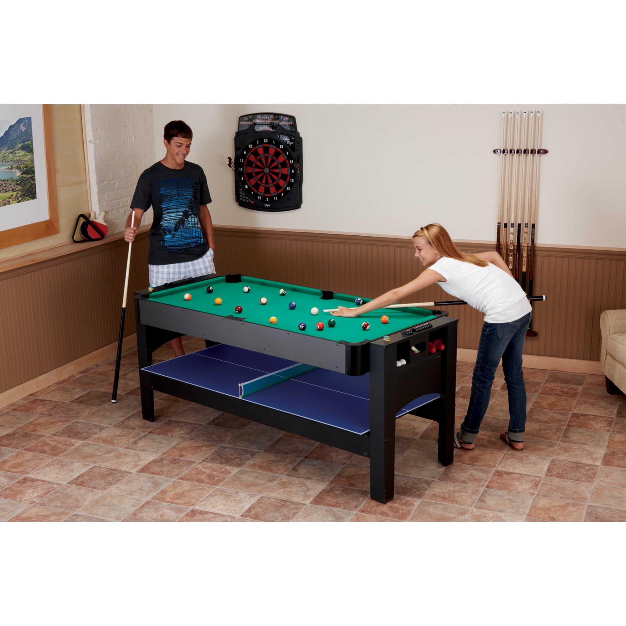 Fat Cat 3-in-1 6' Flip Multi-Game Table Blue Top
