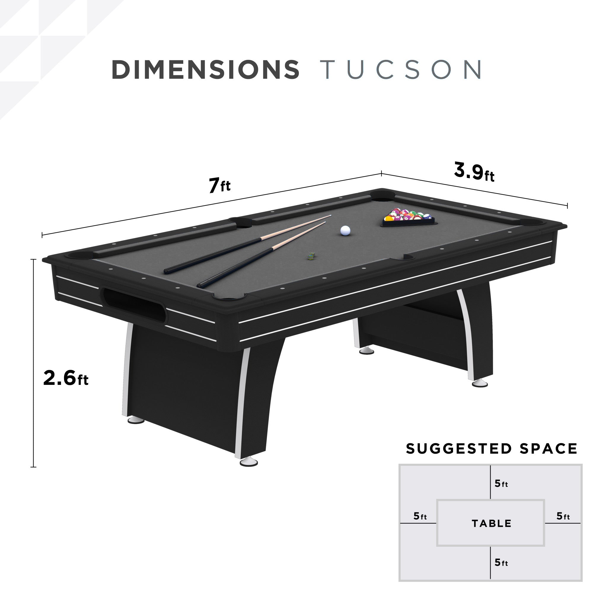 Fat Cat Tucson 7' Pool Table with Ball Return Grey Playing Surface