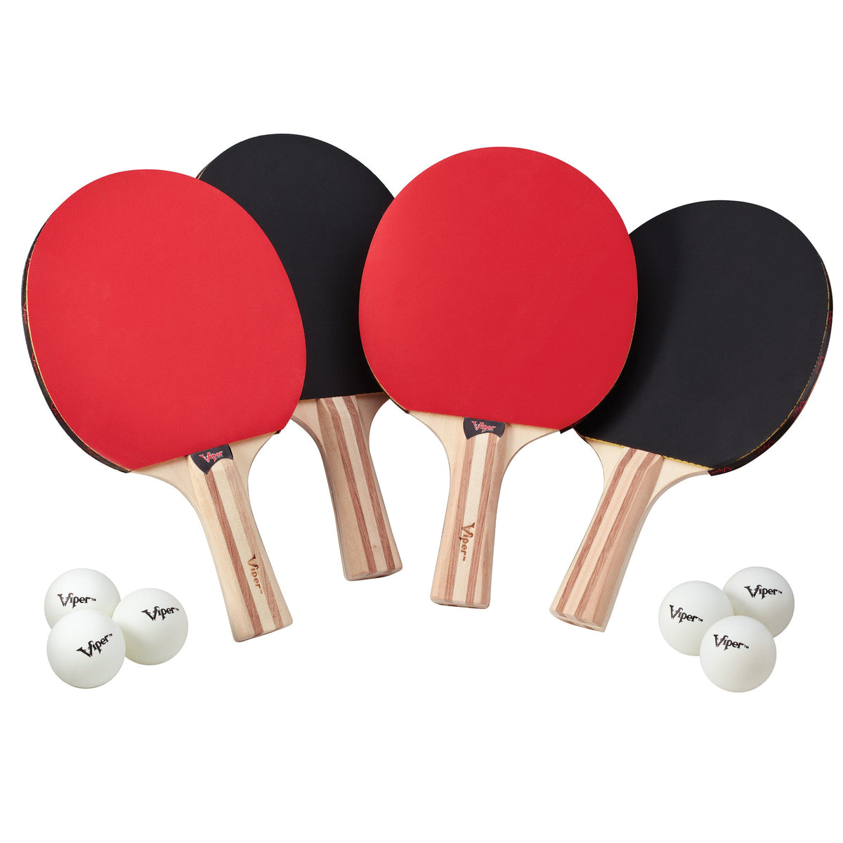 Viper Table Tennis Four Racket Set with 30 Table Tennis Balls
