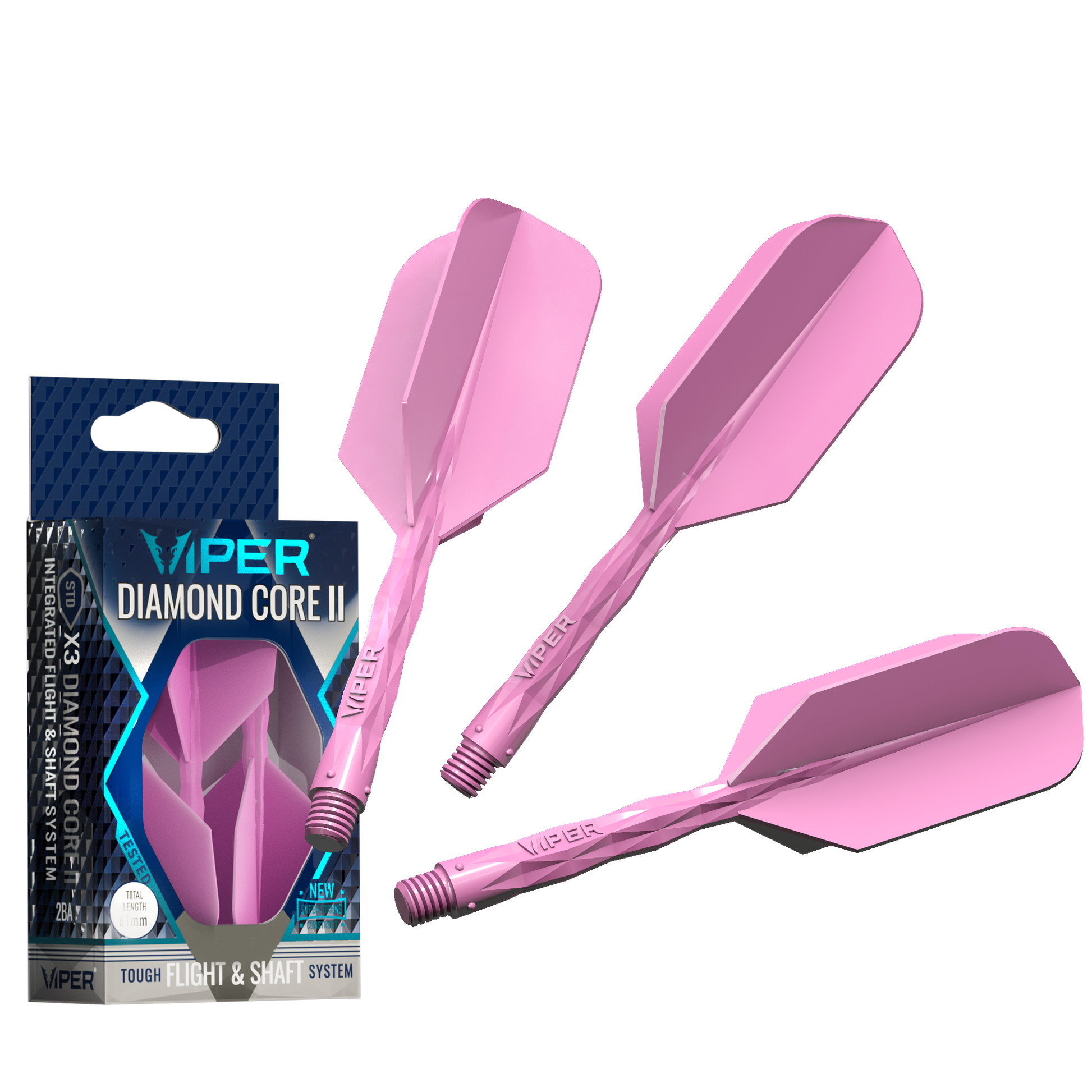 Viper Diamond Core II Slim flight, Medium shaft, Neon Pink