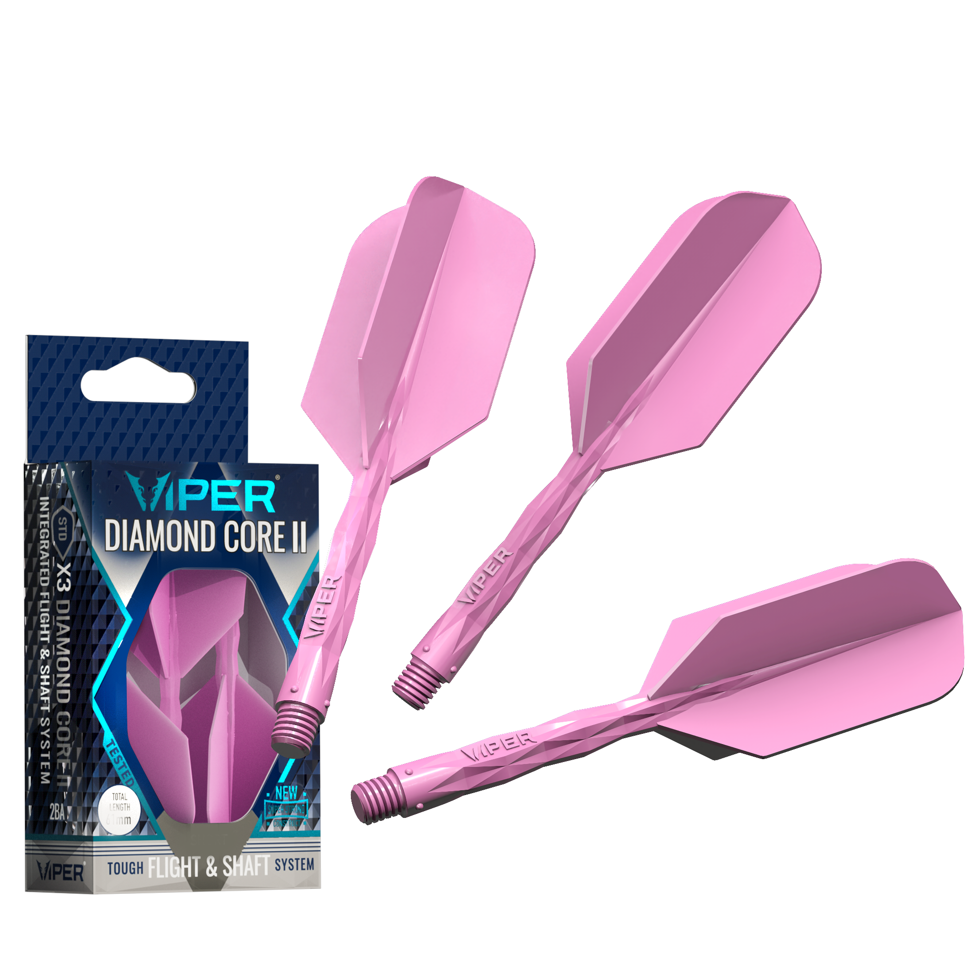 Viper Diamond Core II Slim flight, Medium shaft, Neon Pink
